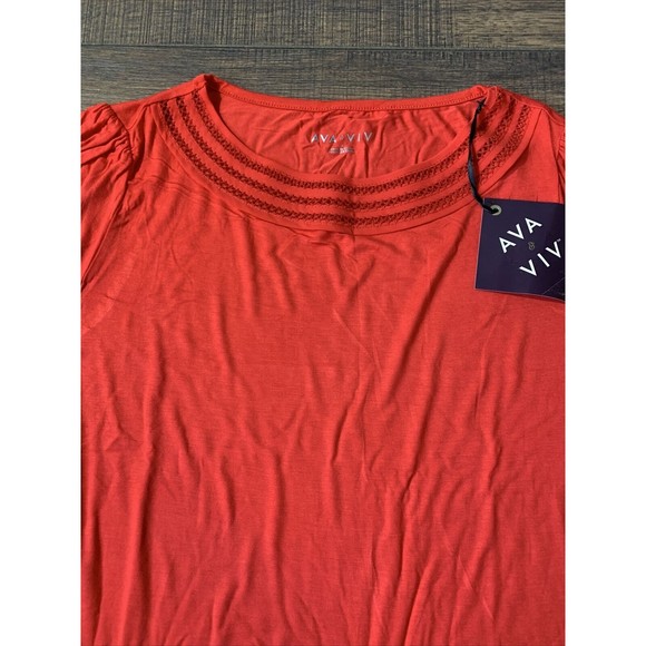 Women's Ava & Viv Plus Size Long Sleeve Knit Top Red top, Size X top, NEW, 1020 - Picture 4 of 11